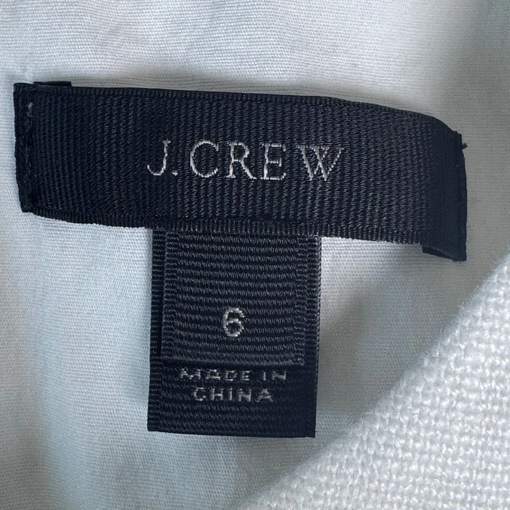 J.Crew White Linen Scalloped Tiered Sheath Dress Womens 6 Sleeveless Pockets
